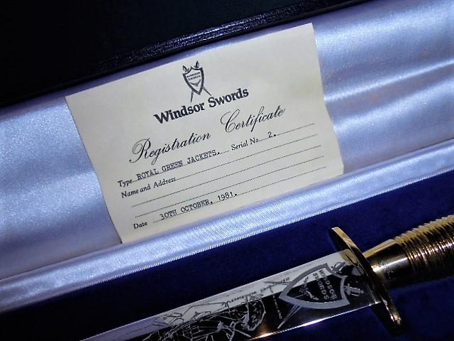 WINDSOR SWORD PRESENTATION COMMANDO KNIFE S/N 0708