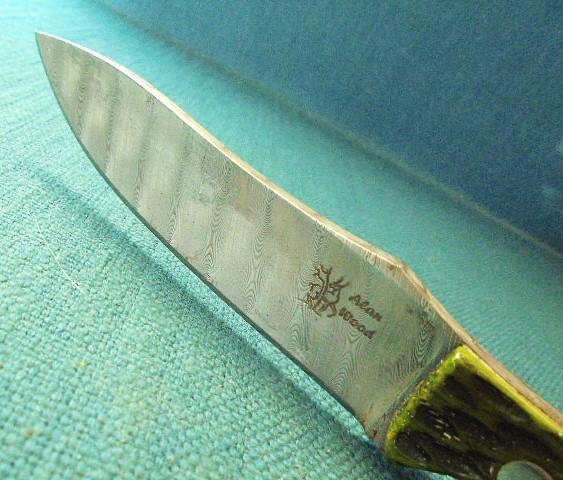 Rare Alan Wood Damascus Knife S/n 03203