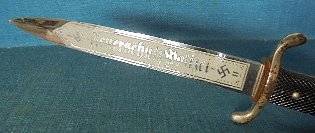 Very Rare German Etched Fire Brigade Sidearm S/n 03286