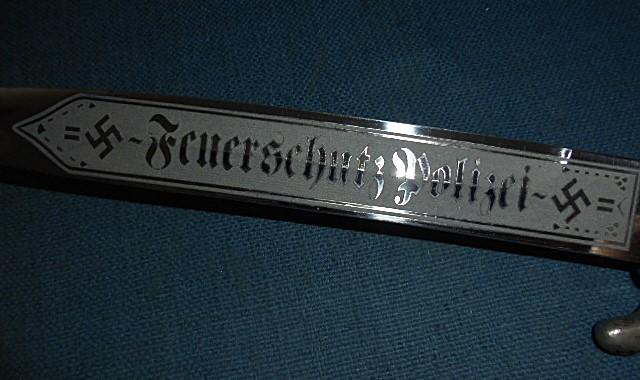 Very Rare German Etched Fire Brigade Sidearm S/n 03286